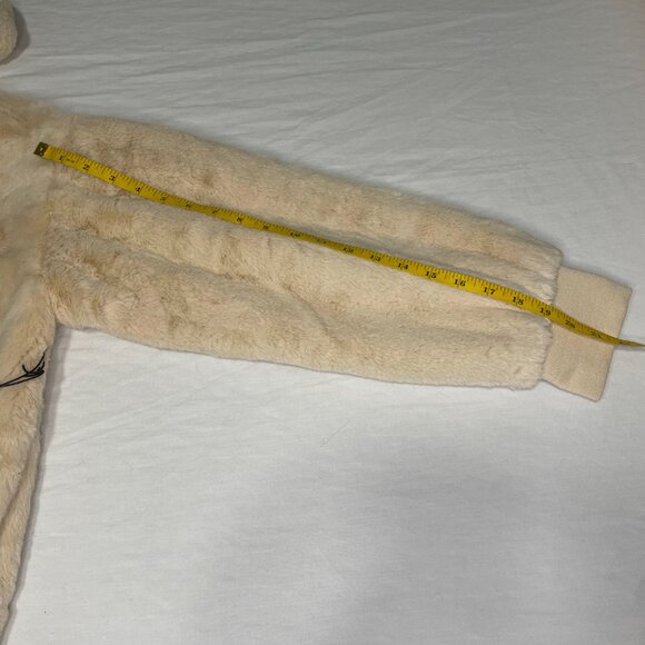 Forever 21 Beige Faux Fur Hoodie Jacket – Soft Plush Zip-Up – Size M - Picture 7 of 7